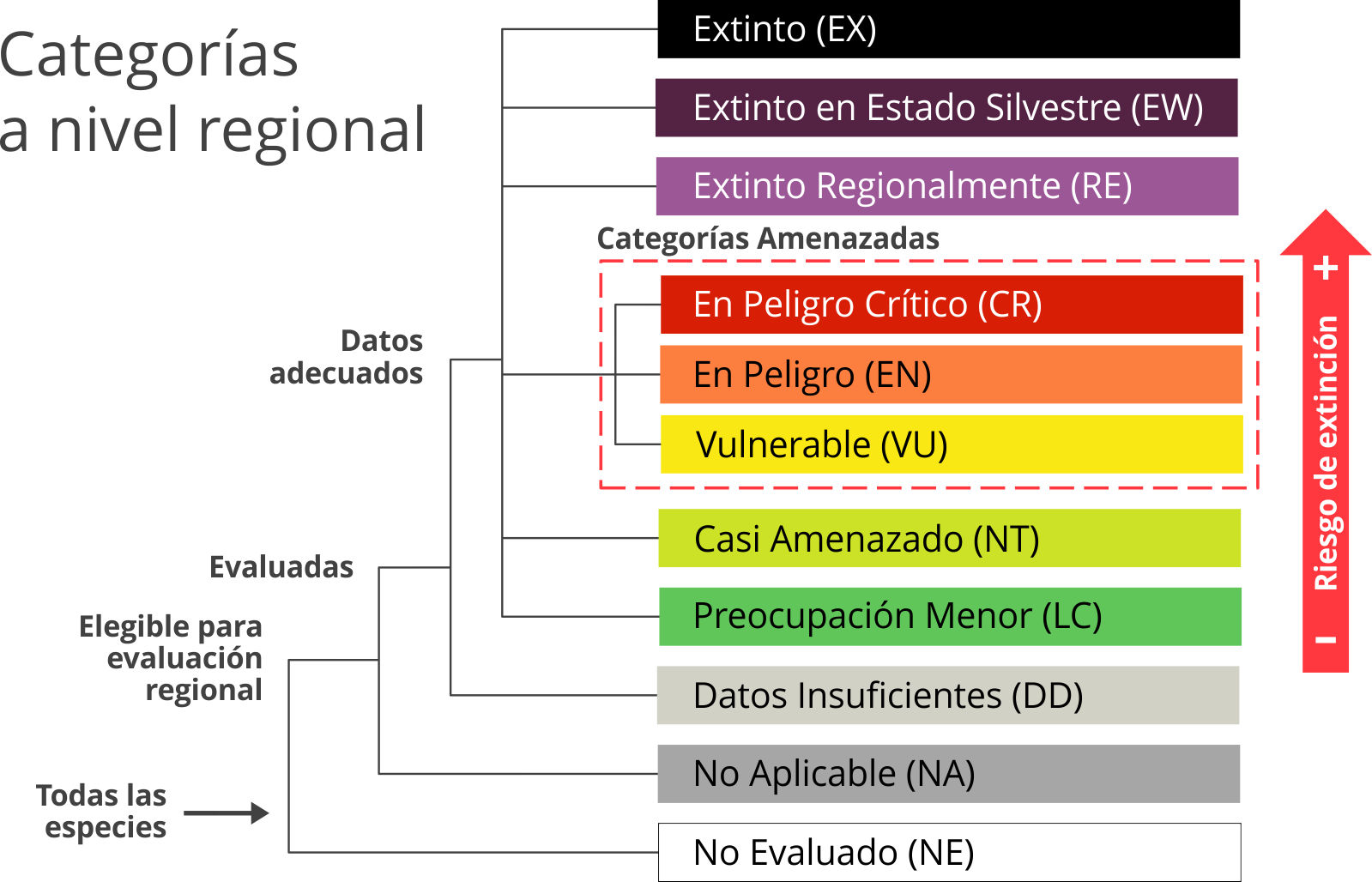 Categorías de conservación de especies a nivel regional (UICN)
